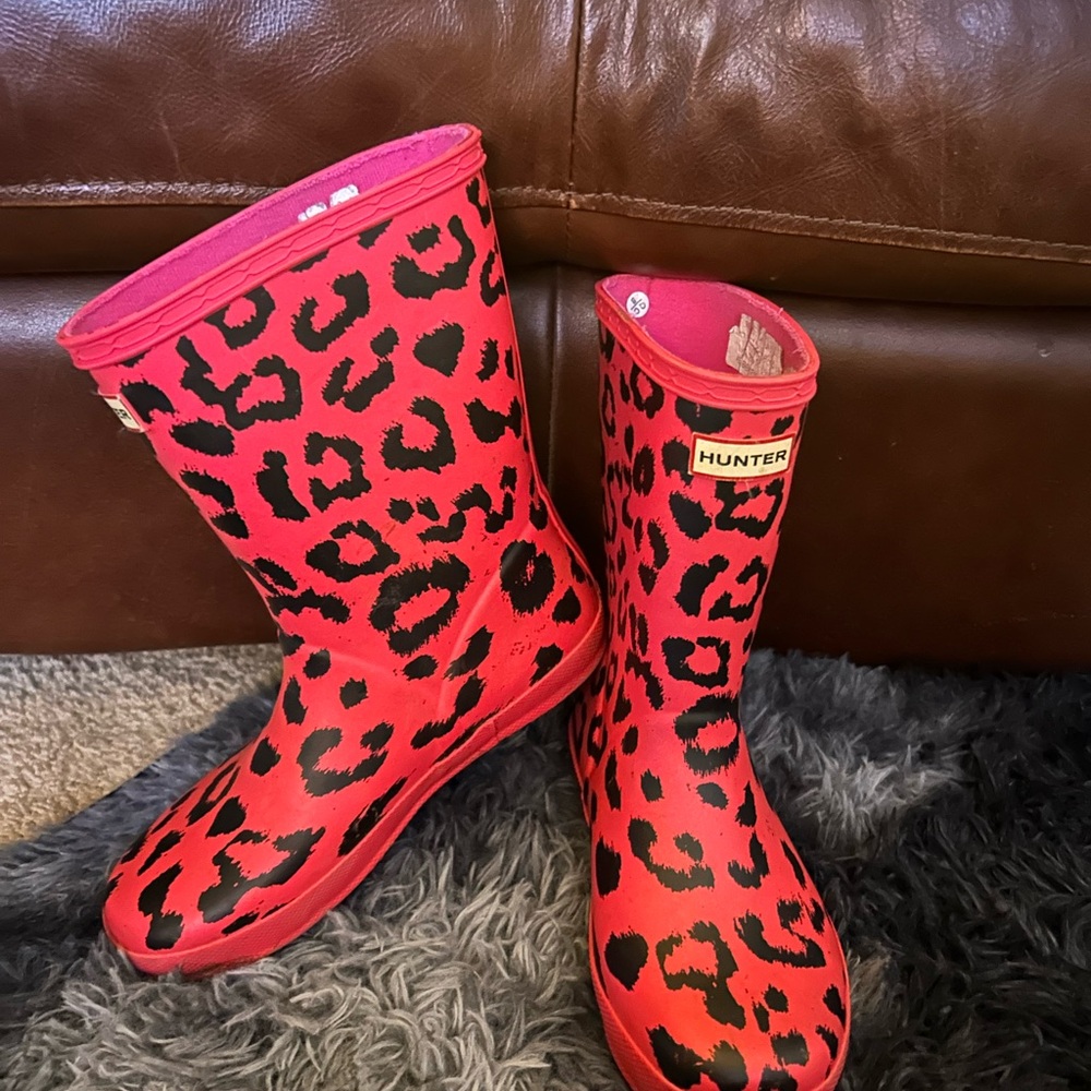 Hunter Kids Leopard Print Rain Boots - Pink